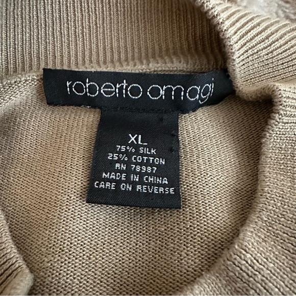 Silk Cotton Crewneck Sweater Beige Men’s XL Lightweight Luxury Knit - Picture 5 of 10